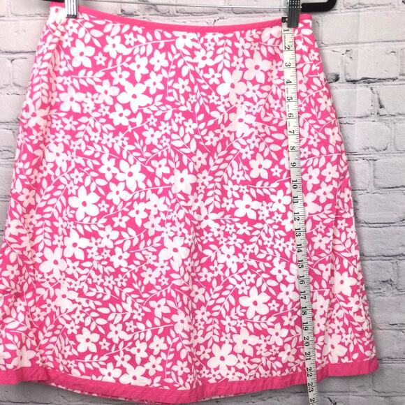 L.L. Bean Women's Pink Floral Lightweight Above the Knee Cotton A-line Skirt 12 - Picture 11 of 11